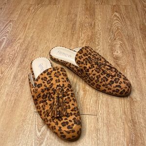 Cherish cheetah print mules